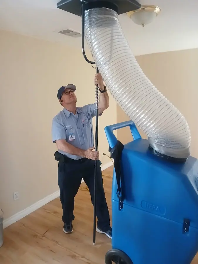Mini Split Installation technician using HEPA equipment in Huntersville